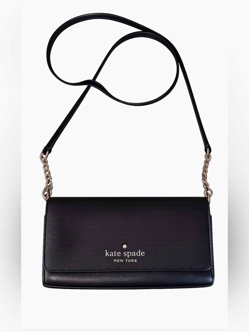 Kate Spade New York Black Saffiano Leather Crossbody Wallet Bag